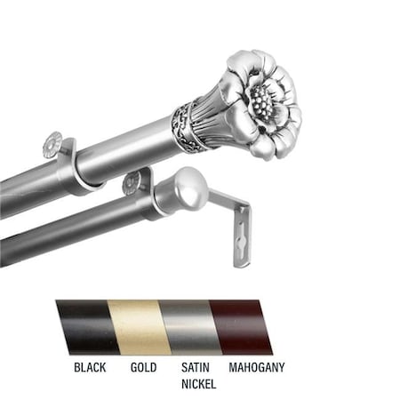 Central Design Central Design 100-02-285-D Flora 1 in. Double Curtain Rod; 28-48 in. - Satin Nickel 100-02-285-D